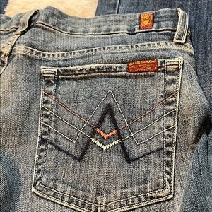 7 For All Mankind Women's Straight Leg Jean in Dark Blue A pocket